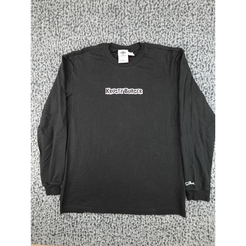 Adidas Long Sleeve T-Shirt Mens Small Black The Simpsons Krusty Burger HA5819